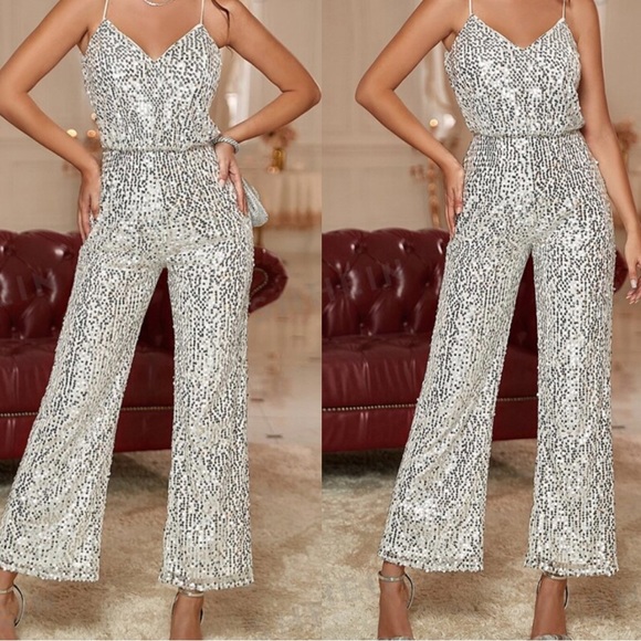 Luxe black sequins cami jumpsuit - Picture 11 of 15